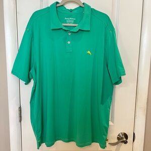 Tommy Bahama Island Zone Polo Shirt Sz XXL Green 37.5 Technology Modal Blend